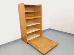 Meuble bibliothèque vintage avec table d’appoint en bois de chêne