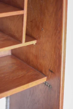 Meuble bois vintage, meuble étagère Roger Landault pour ABC, années 50