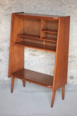 Meuble bois vintage, meuble étagère Roger Landault pour ABC, années 50