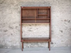 Meuble bois vintage, meuble étagère Roger Landault pour ABC, années 50
