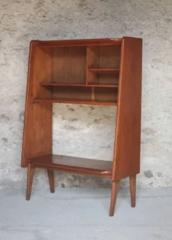 Meuble bois vintage, meuble étagère Roger Landault pour ABC, années 50