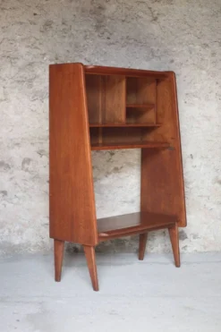 Meuble bois vintage, meuble étagère Roger Landault pour ABC, années 50