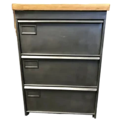 Meuble à clapets de rangements chaussure industriel Atal, métal bois