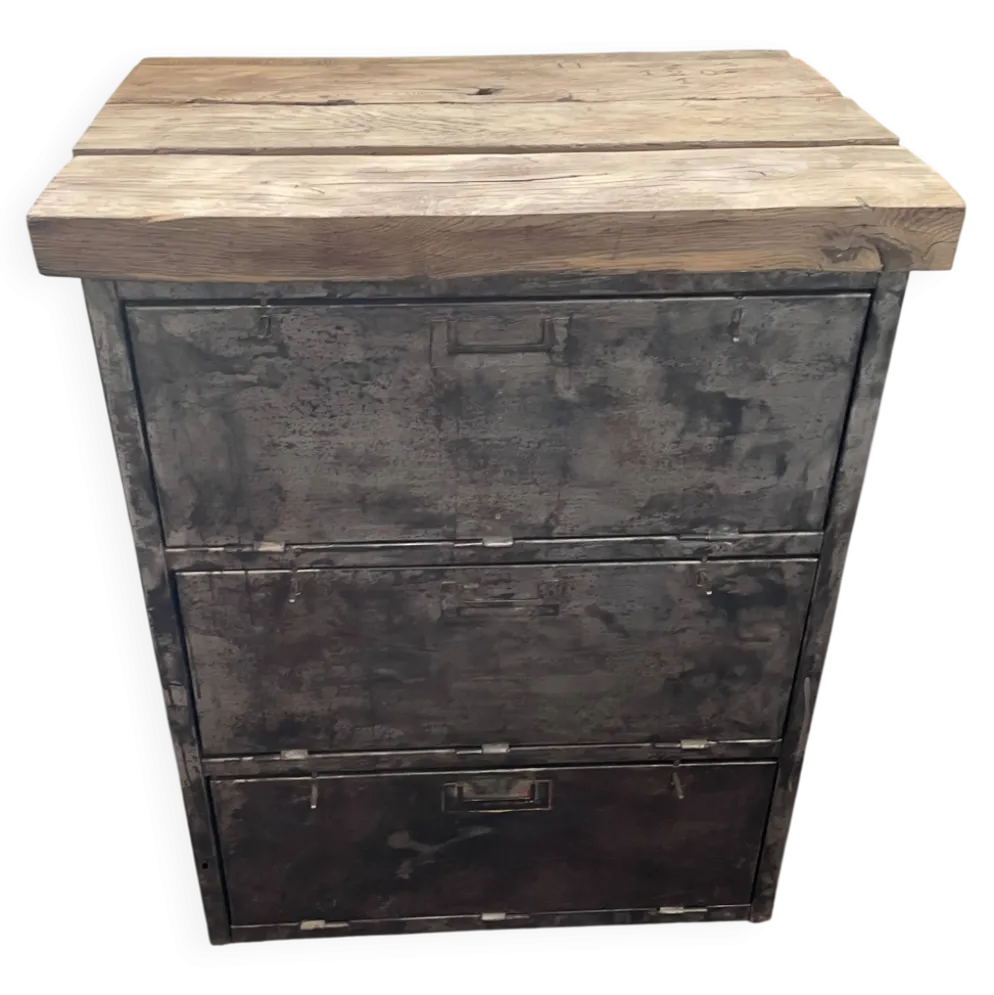 Meuble 3 clapets métal bois