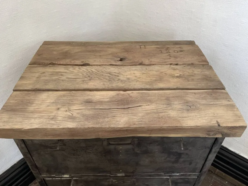 Meuble 3 clapets métal bois