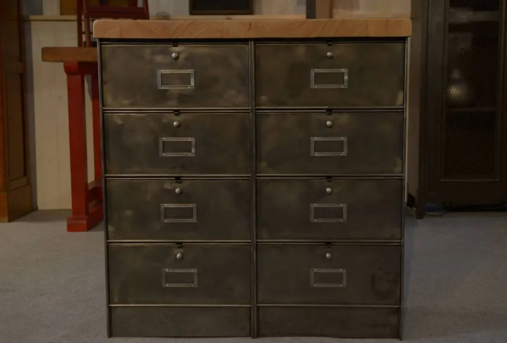 Meuble à clapets Ronéo 2 colonnes 8 clapets travail français vers 1950