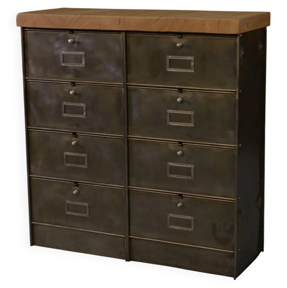 Meuble à clapets Ronéo 2 colonnes 8 clapets travail français vers 1950