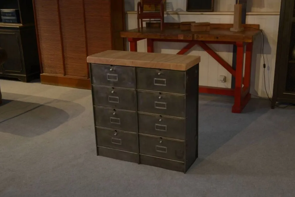 Meuble à clapets Ronéo 2 colonnes 8 clapets travail français vers 1950