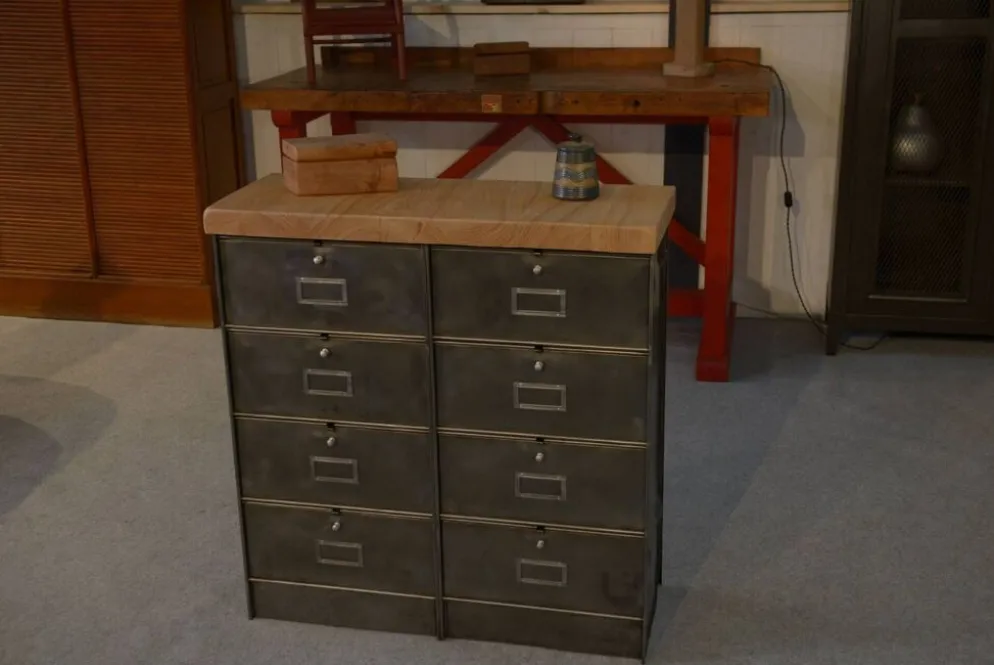 Meuble à clapets Ronéo 2 colonnes 8 clapets travail français vers 1950