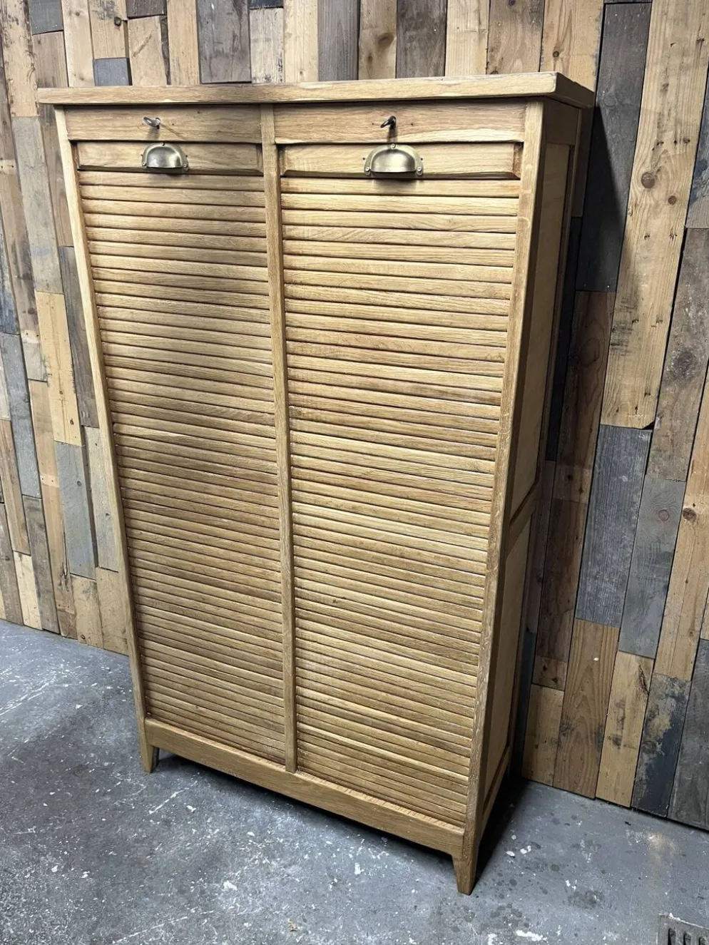 Meuble classeur à rideau double chêne