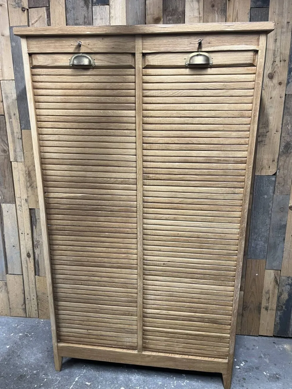 Meuble classeur à rideau double chêne