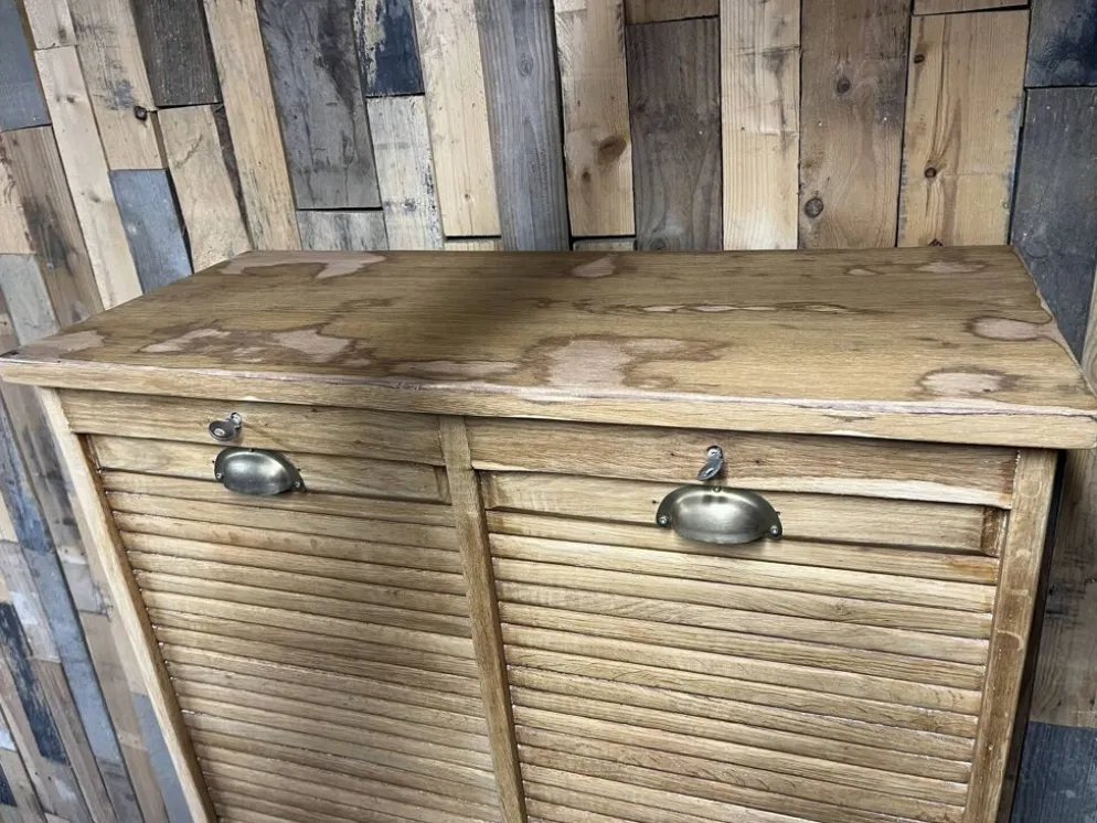 Meuble classeur à rideau double chêne