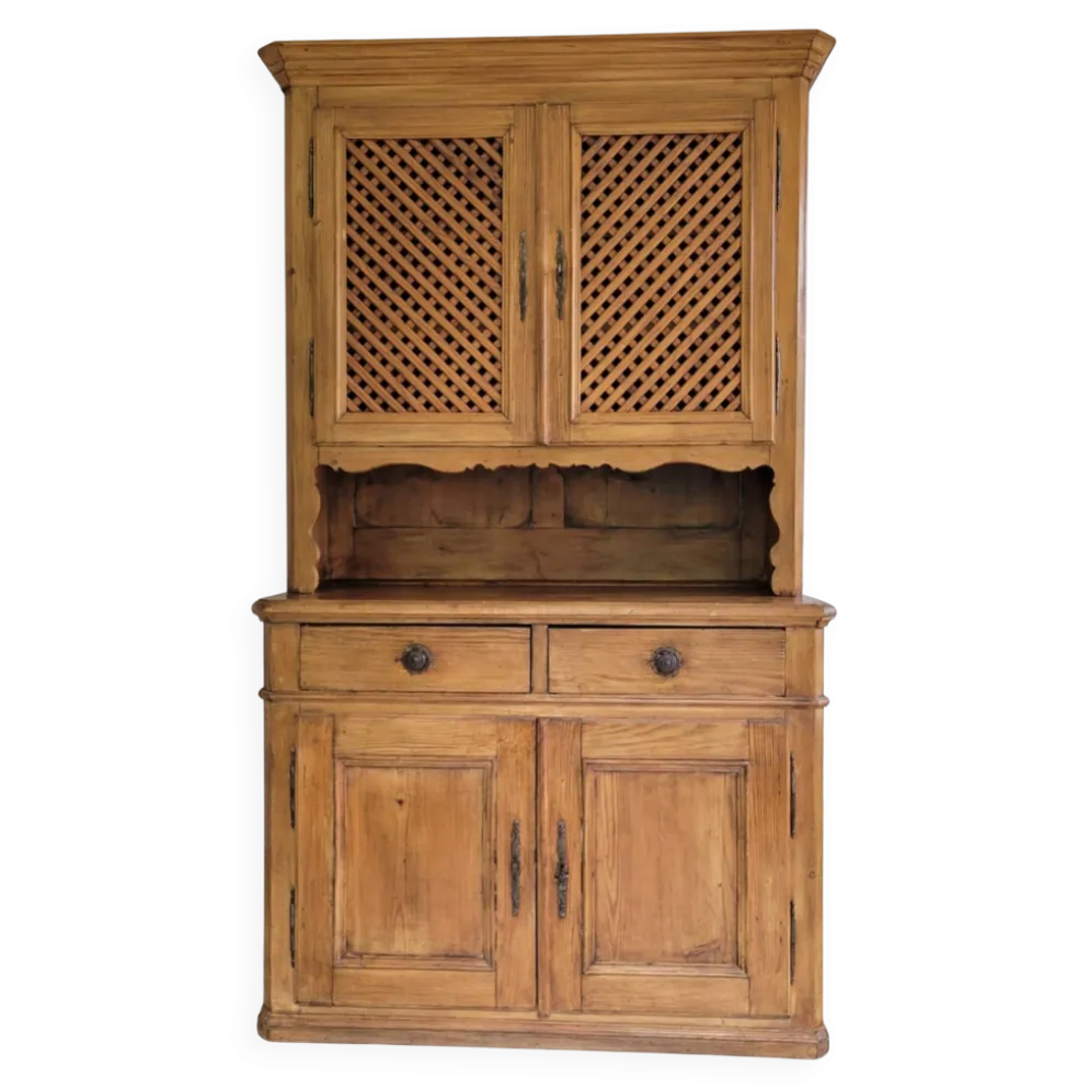 Meuble 2 corps buffet vaisselier bois massif pitchpin