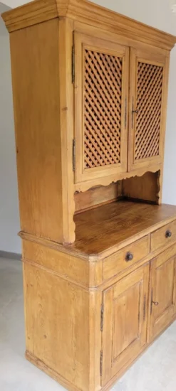 Meuble 2 corps buffet vaisselier bois massif pitchpin