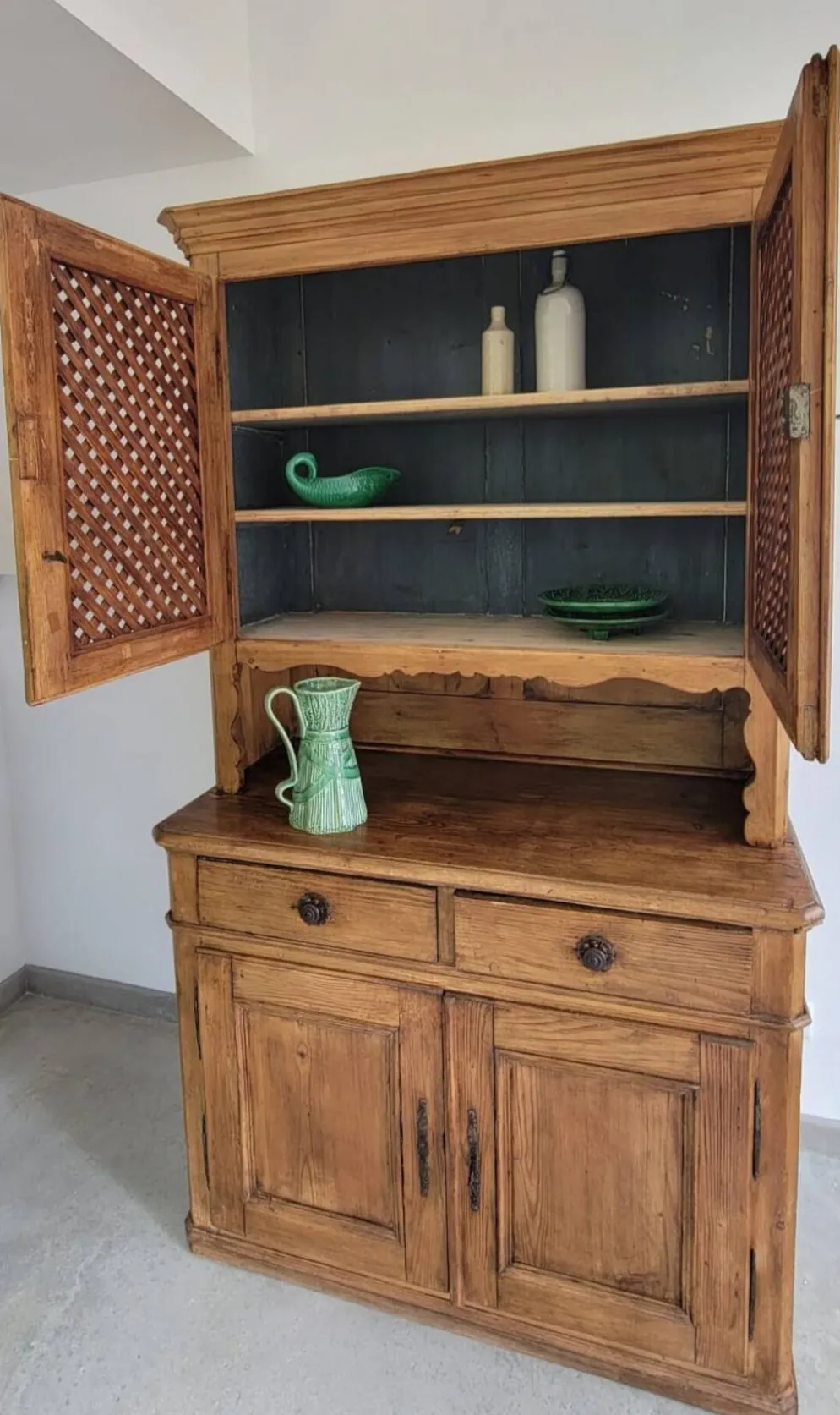 Meuble 2 corps buffet vaisselier bois massif pitchpin