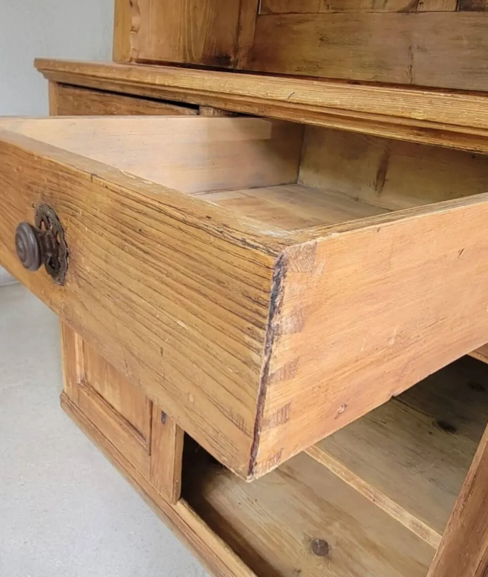 Meuble 2 corps buffet vaisselier bois massif pitchpin