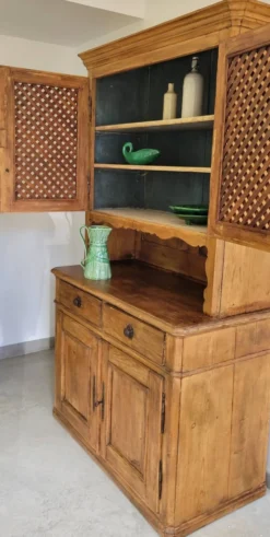 Meuble 2 corps buffet vaisselier bois massif pitchpin