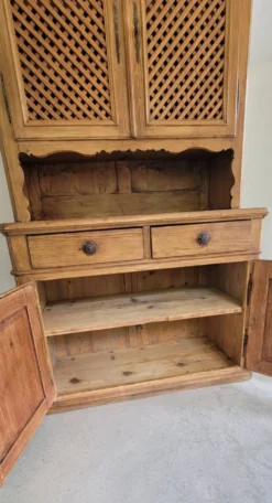 Meuble 2 corps buffet vaisselier bois massif pitchpin