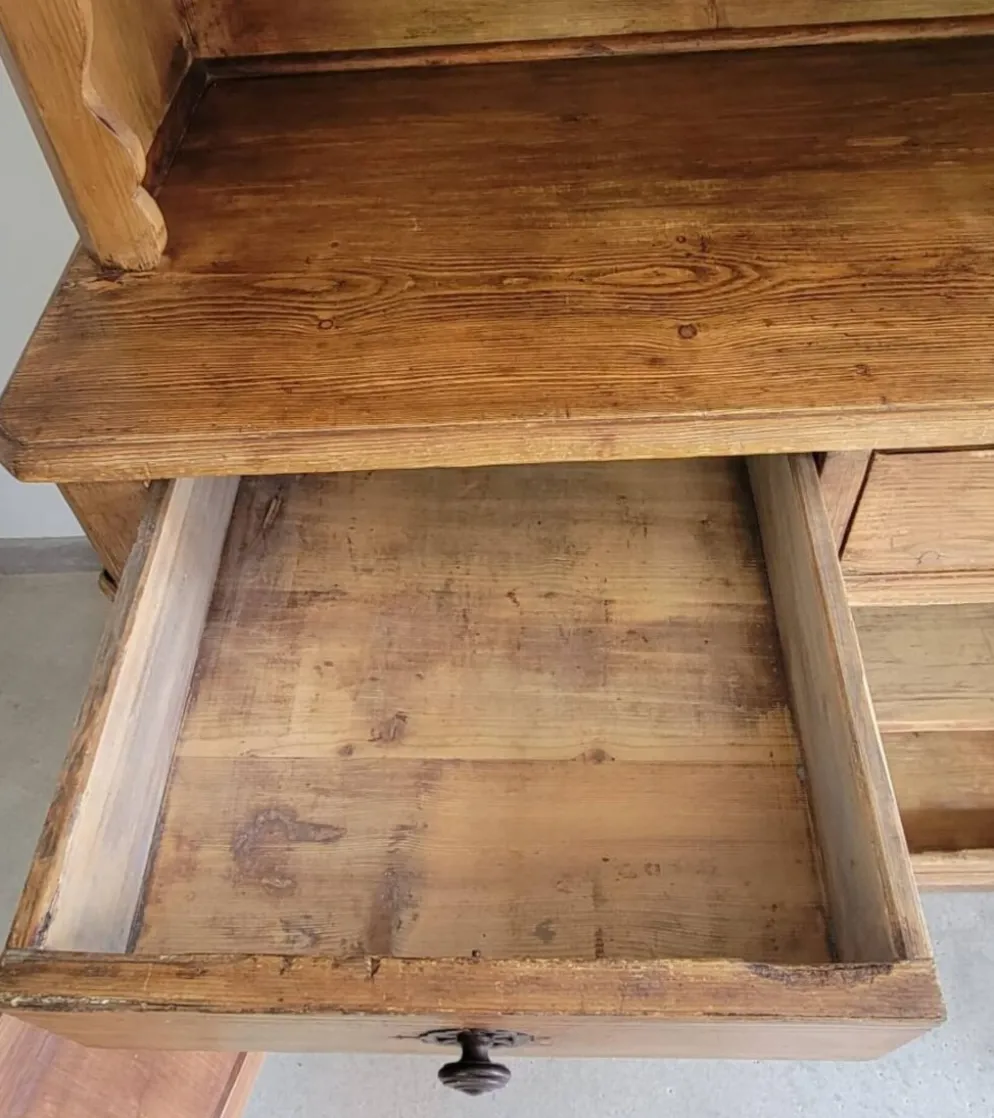 Meuble 2 corps buffet vaisselier bois massif pitchpin