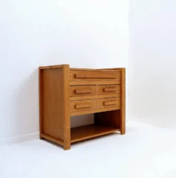 Meuble à couture en bois des années 1960 tiroirs recto/verso