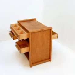 Meuble à couture en bois des années 1960 tiroirs recto/verso