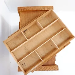 Meuble à couture en bois des années 1960 tiroirs recto/verso