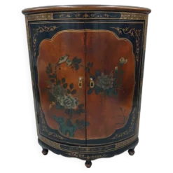 Meuble d'angle en bois laqué et peint à la main — style asiatique