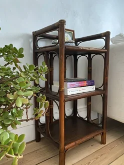 Meuble d’appoint étagère bibliothèque en rotin