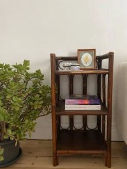 Meuble d’appoint étagère bibliothèque en rotin