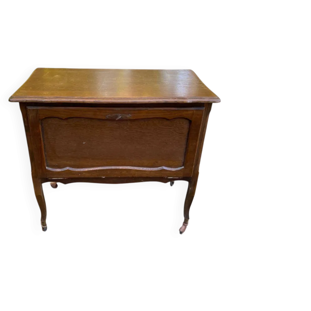 Meuble d'appoint vintage à abattant & roulettes style Louis XV