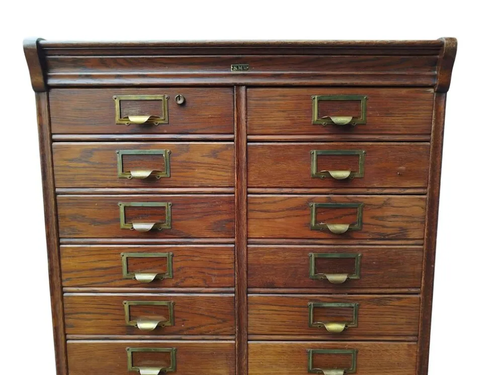 Meuble d'archives en chêne S.M.V., Danemark années 1920–40