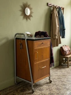 Meuble de bureau médical ETS Hordoir en chêne des années 60