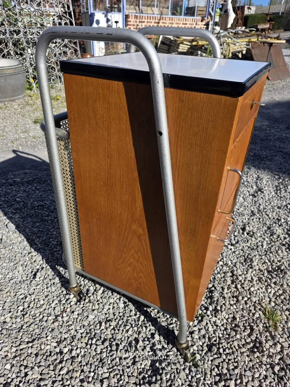 Meuble de bureau médical ETS Hordoir en chêne des années 60