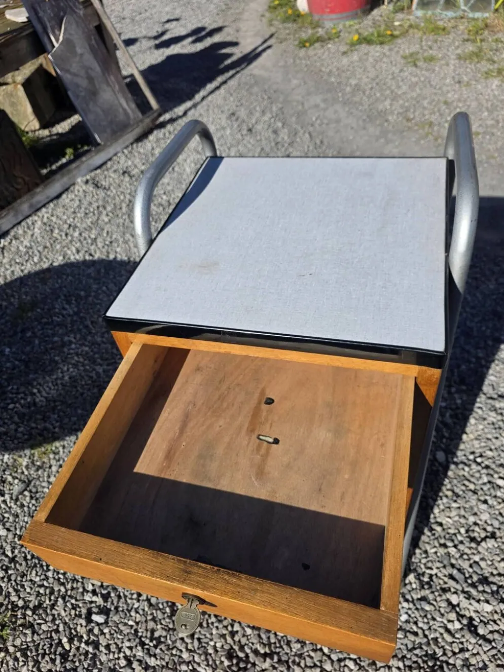Meuble de bureau médical ETS Hordoir en chêne des années 60