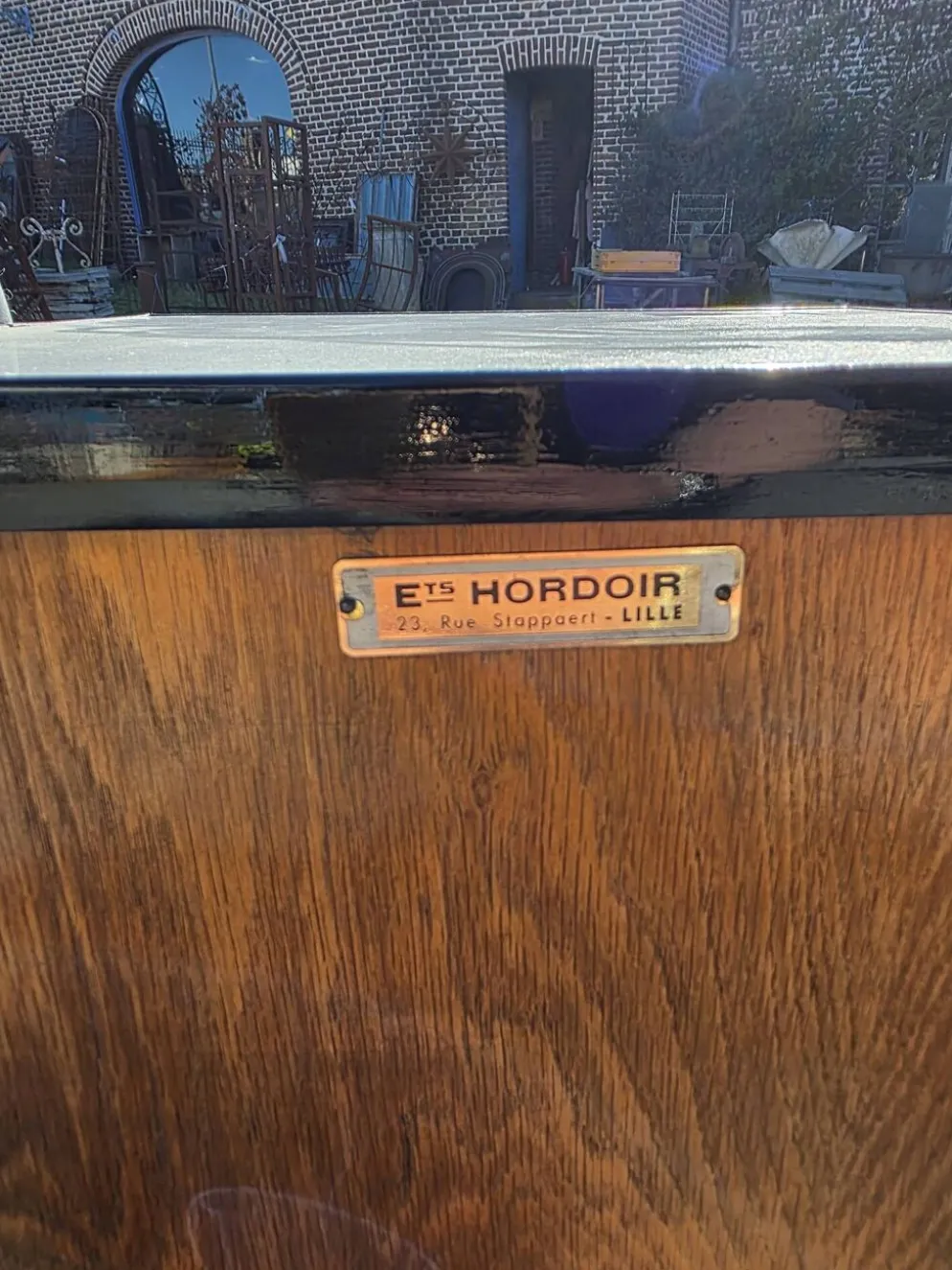 Meuble de bureau médical ETS Hordoir en chêne des années 60
