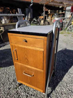 Meuble de bureau médical ETS Hordoir en chêne des années 60