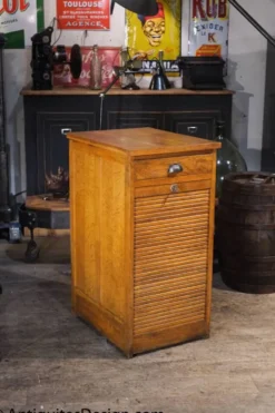meuble de metier classeur a rideaux en chene