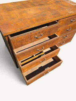 Meuble de métier ancien en chêne à huit tiroirs
