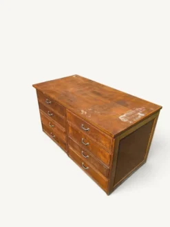 Meuble de métier ancien en chêne à huit tiroirs