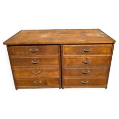 Meuble de métier ancien en chêne à huit tiroirs