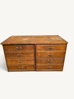 Meuble de métier ancien en chêne à huit tiroirs