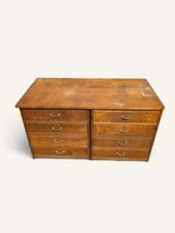Meuble de métier ancien en chêne à huit tiroirs