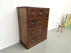 Meuble de métier ancien à 12 tiroirs, circa 1900