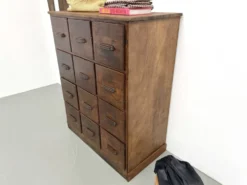 Meuble de métier ancien à 12 tiroirs, circa 1900