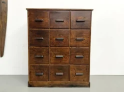 Meuble de métier ancien à 12 tiroirs, circa 1900