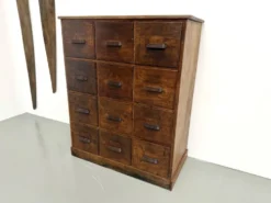 Meuble de métier ancien à 12 tiroirs, circa 1900