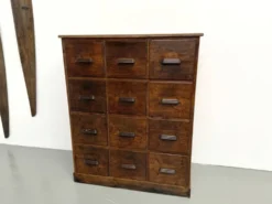 Meuble de métier ancien à 12 tiroirs, circa 1900