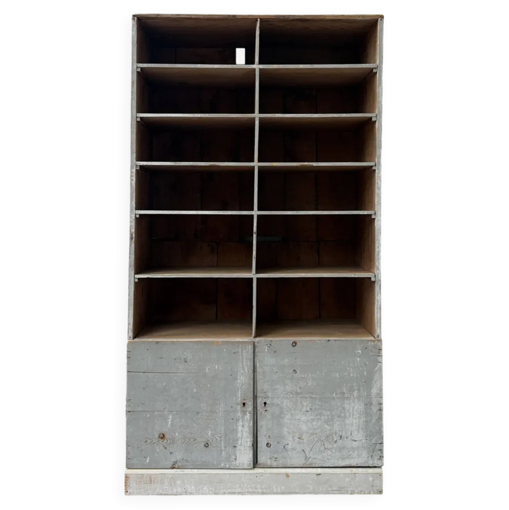 Meuble de métier à casiers patiné (rénové)