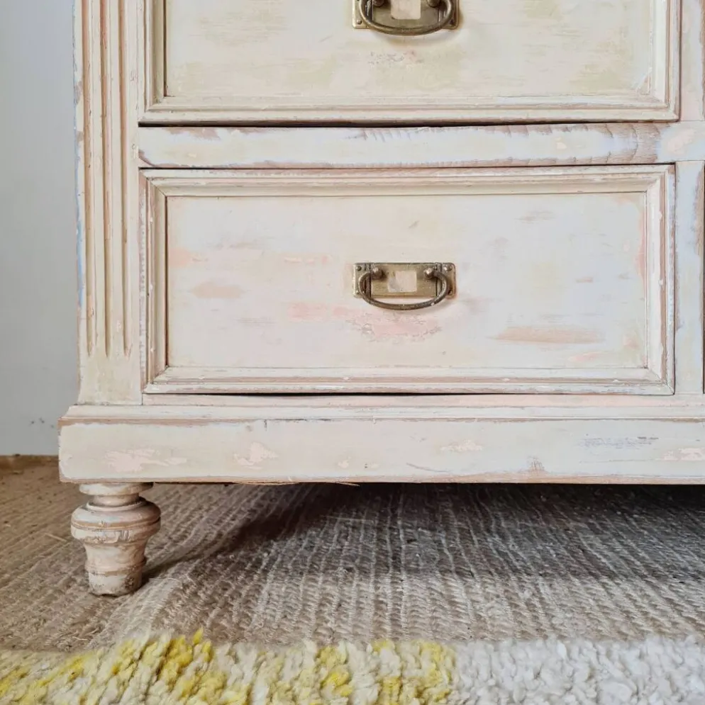 Meuble de métier, de mercerie - commode haute patinée