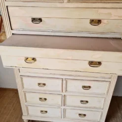 Meuble de métier, de mercerie - commode haute patinée